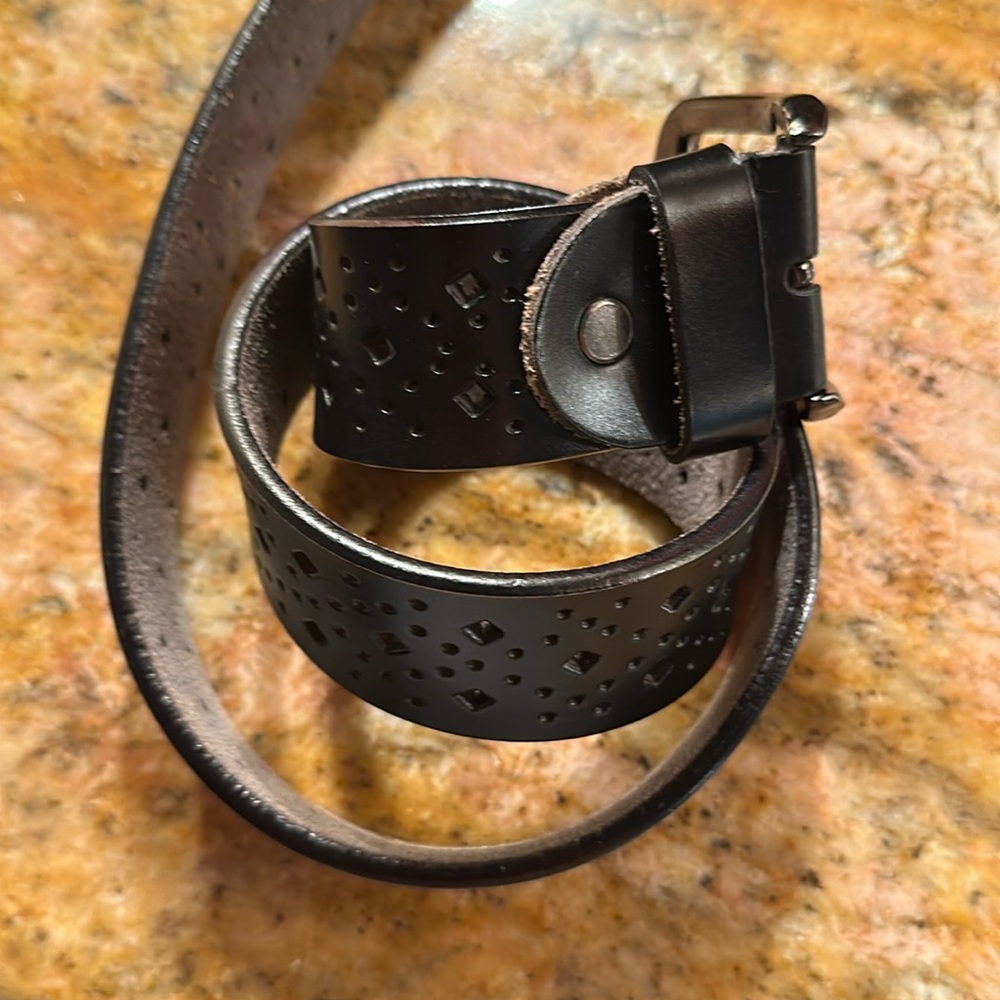 Black belt leather